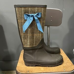 J Crew Plaid Wool & Rubber Boots